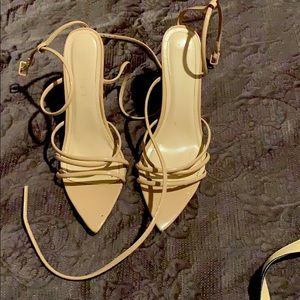 Nude strap heels